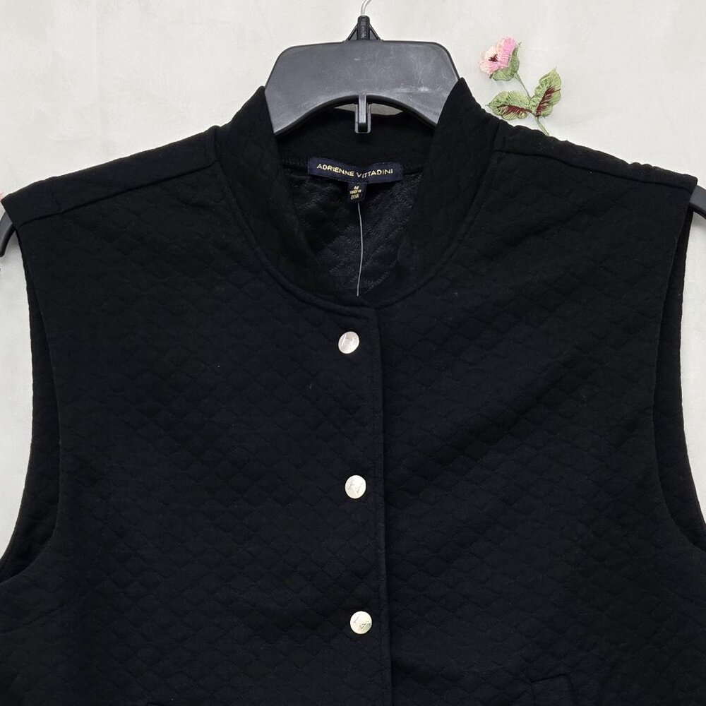 ADRIENNE VITTADINI* Black Quilted Sleeveless Vest* Size: M - Picture 3 of 7